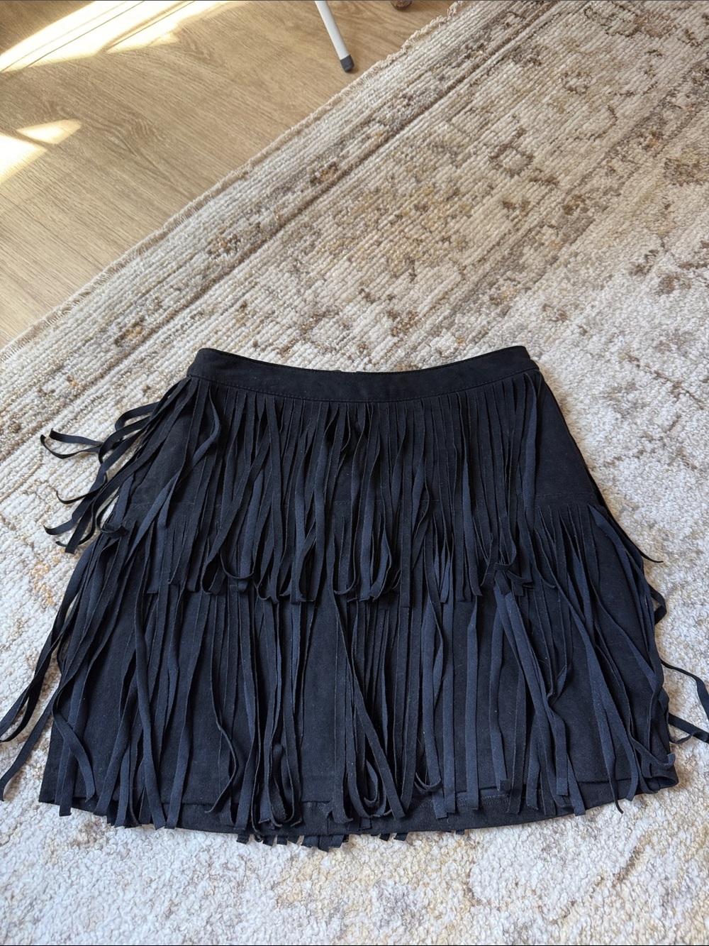 H&M Black Fringe Mini Skirt